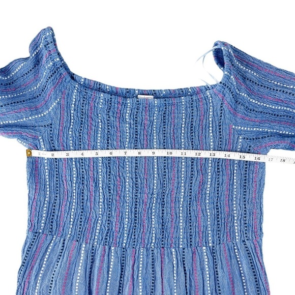 Mudpie Blue Desi Off-The-Shoulder Smocked Dress in Blue Chambray - Picture 6 of 9